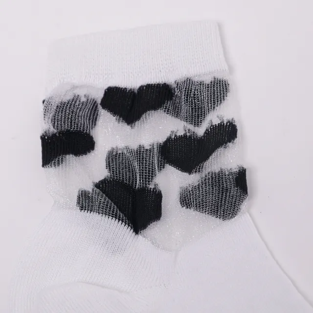 Mimi Mua Calzini Bianchi Cuori Neri Cotone