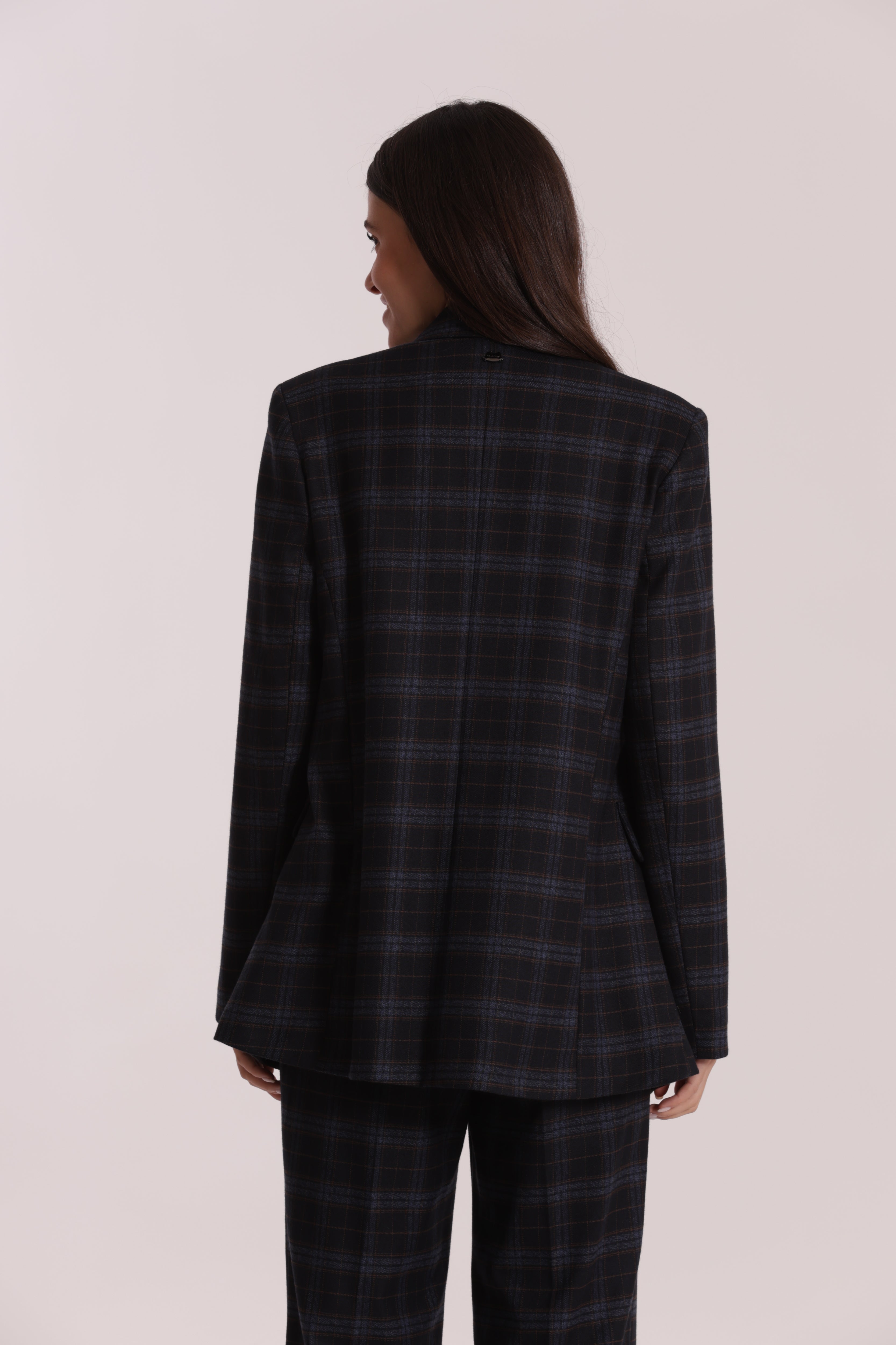 Mimi Mua Giacca Doppio Petto Check giacca blu