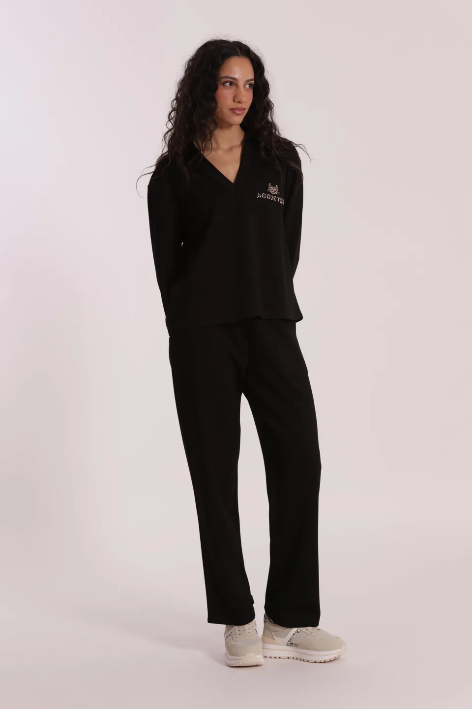 Mimi Mua Pantalone Jogger pantaloni cotone nero