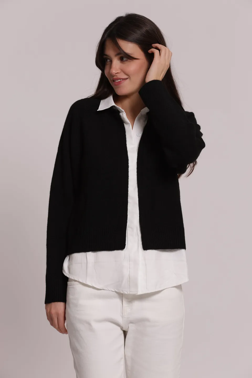 Mimi Mua Finta Camicia maglia nera lana