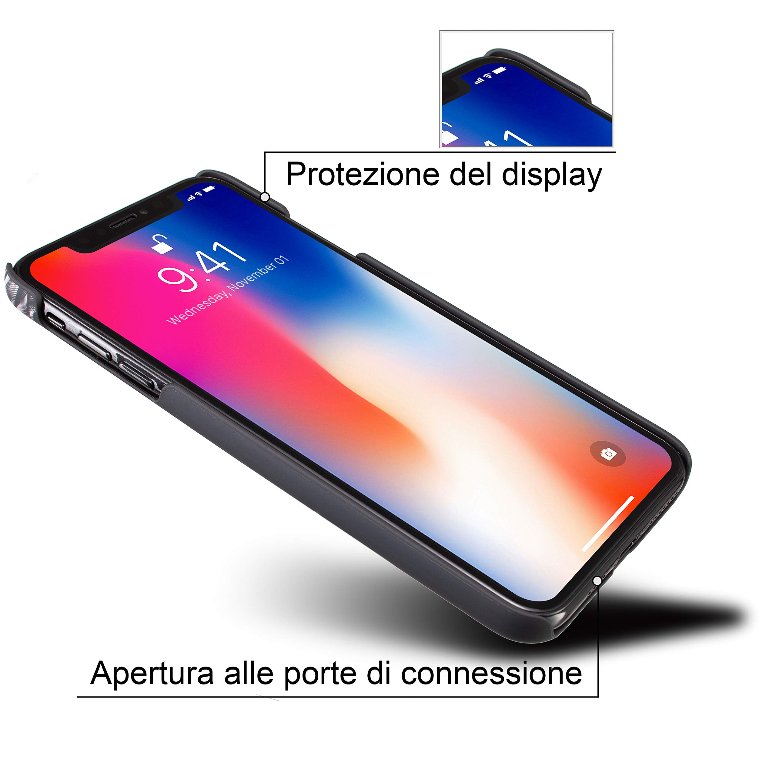 Marcelo Burlon County of Milan cover iPhone X XS rigida vetro 9H