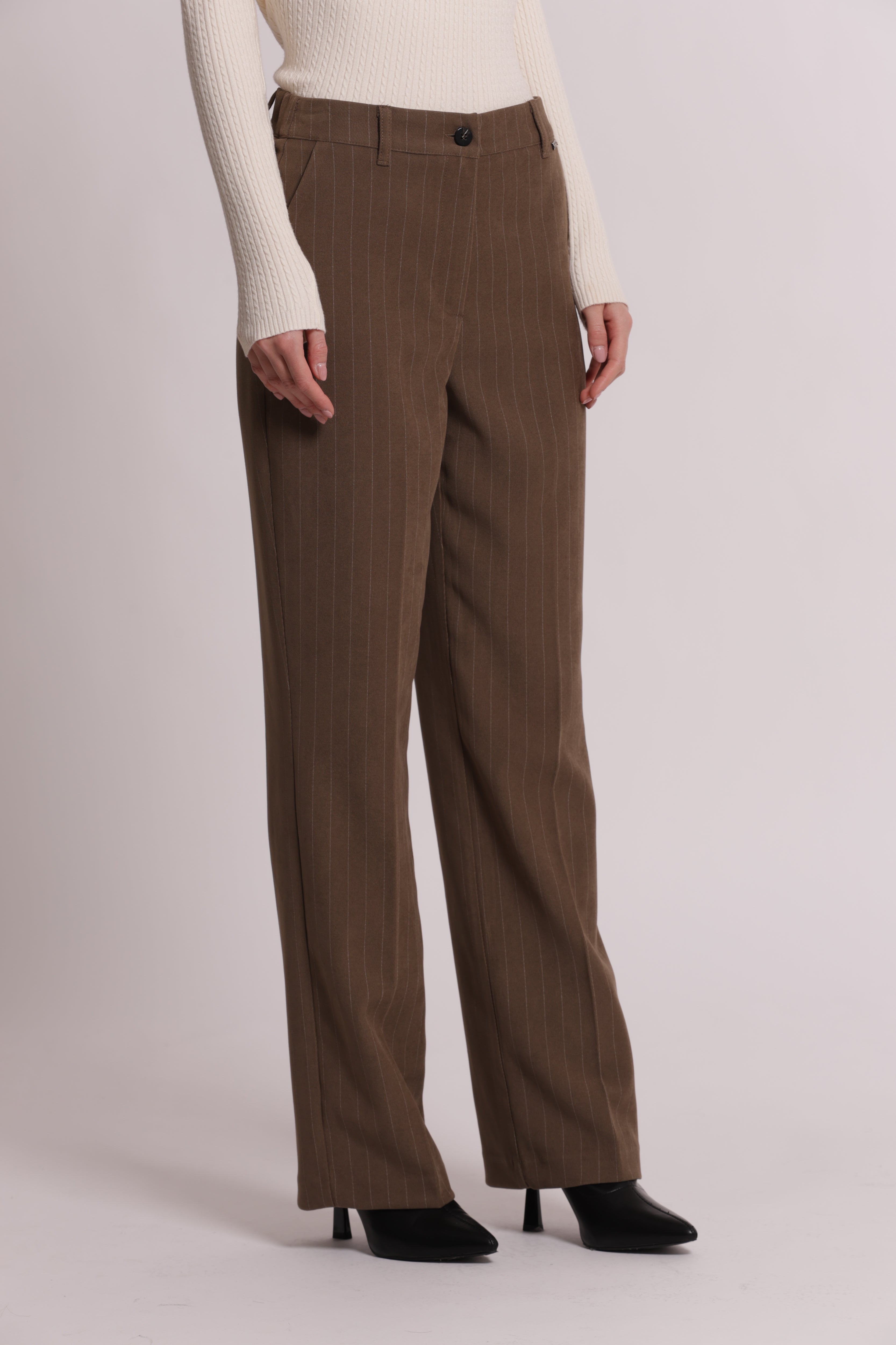 Mimi Mua Pantalone Palazzo Gessato Pantaloni Moro