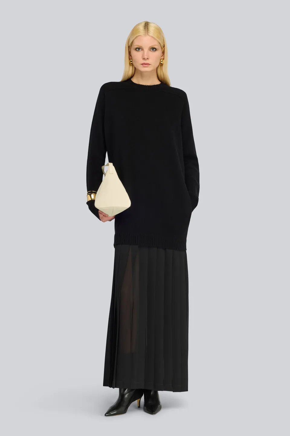 Semicouture Melisa abito maglia merino gonna plisse