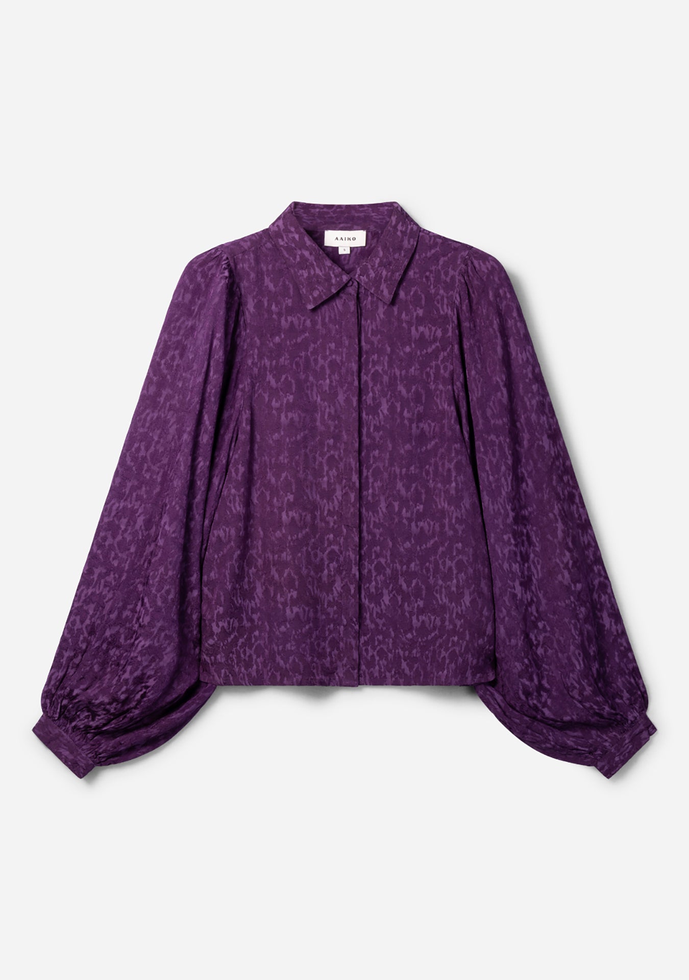 Aaiko Rose camicia prugna jacquard maniche palloncino