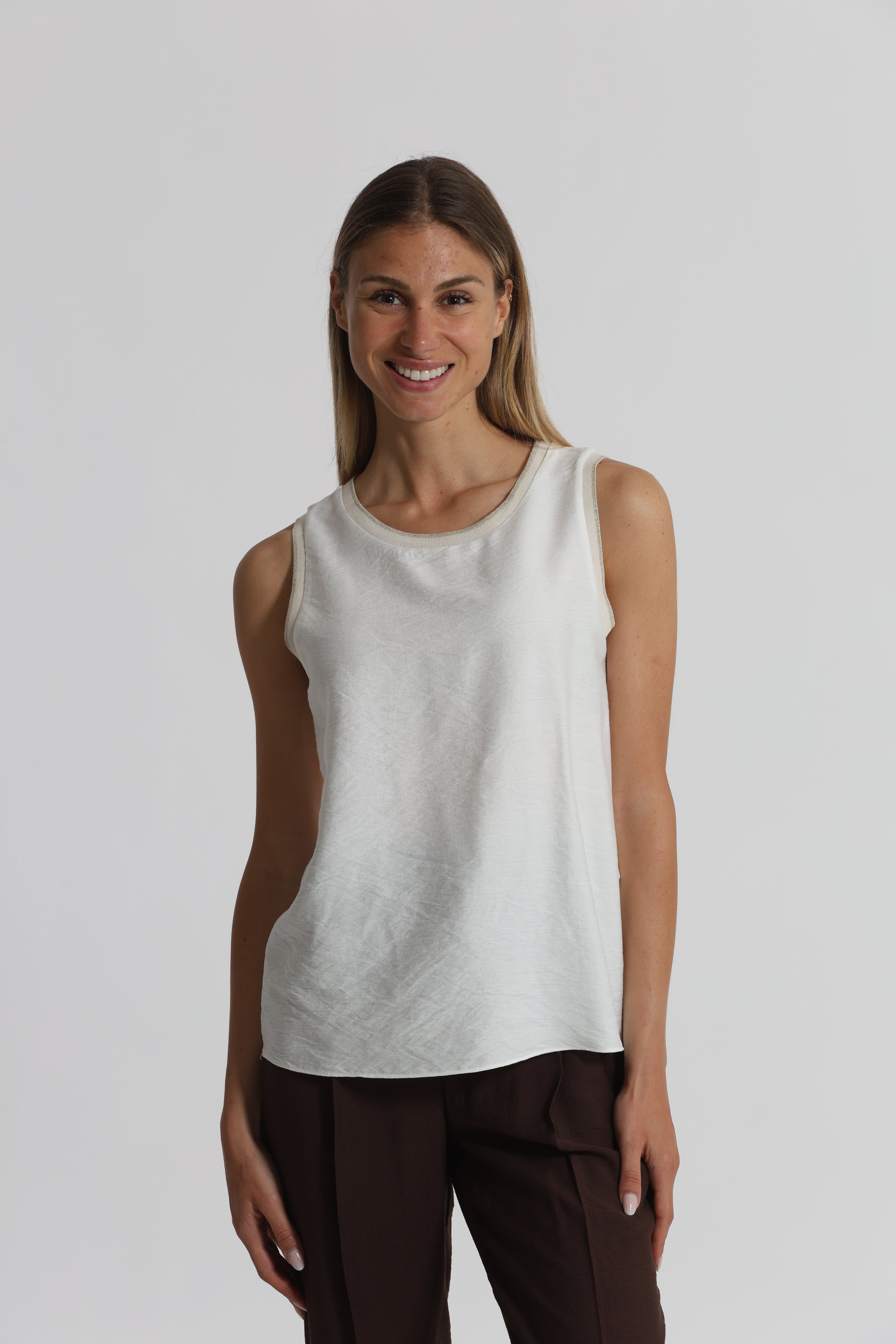 Mimi Mua Visino top bianco viscosa taglia S