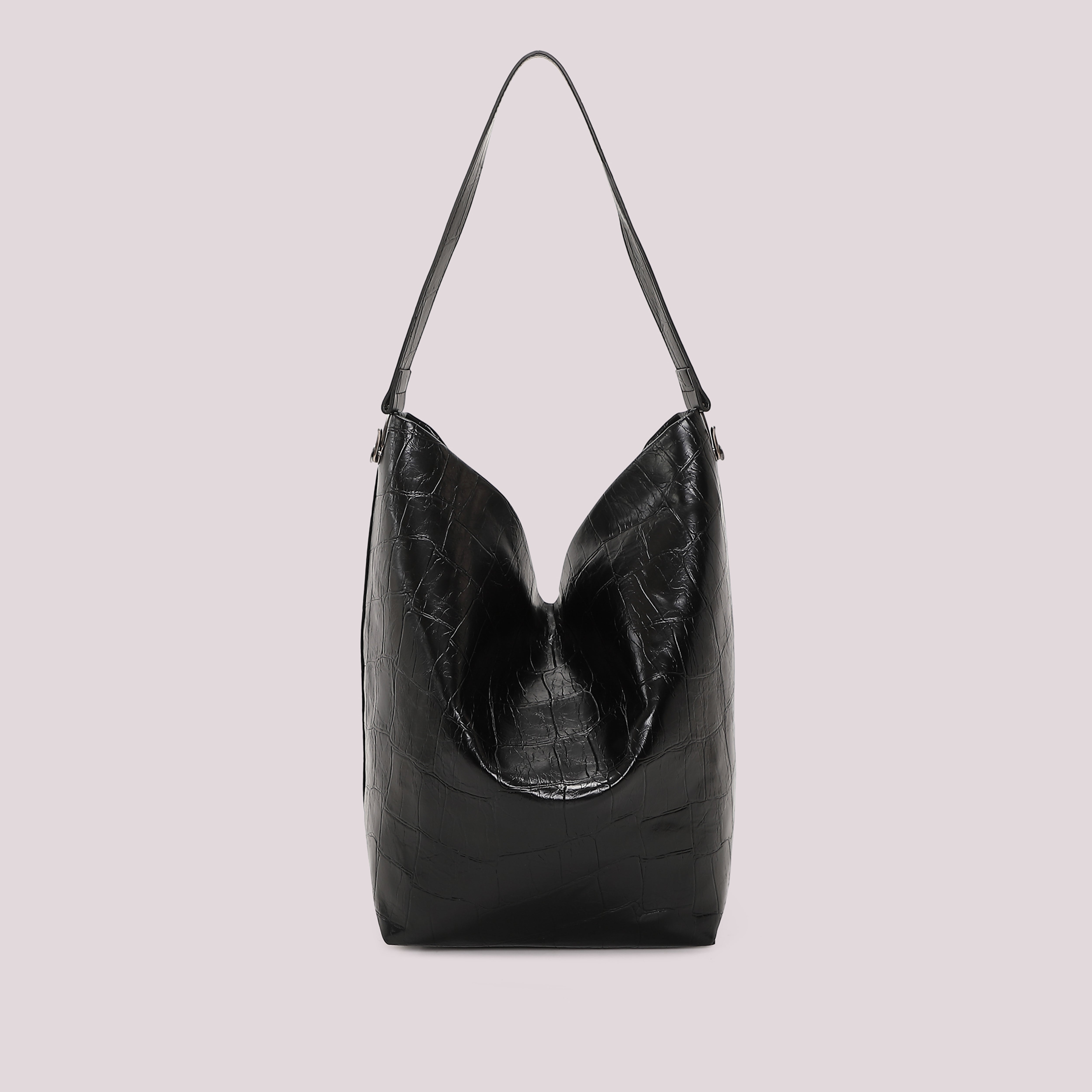 Mimi Mua borsa sacca effetto cocco nero capiente