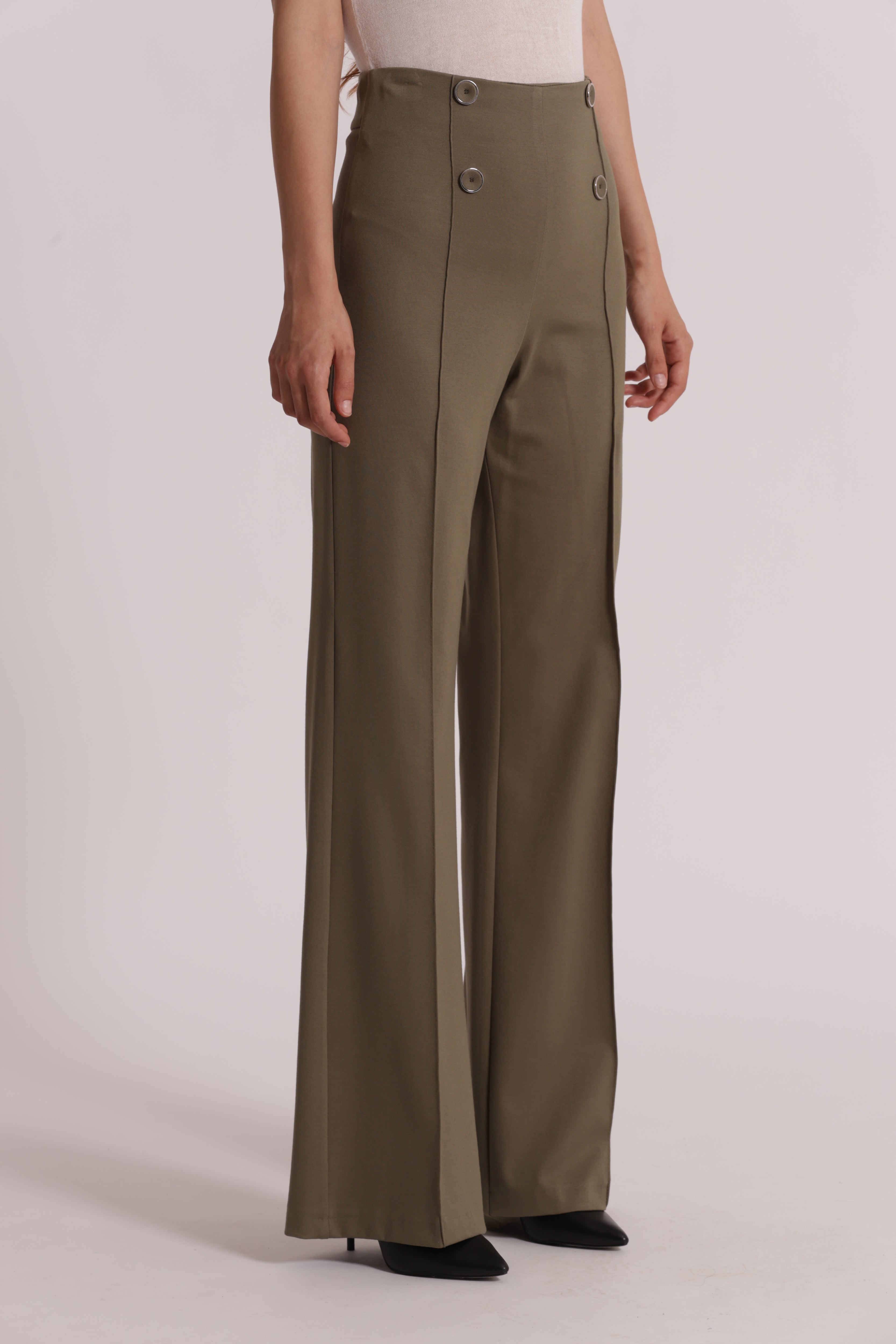 Mimi Mua Pantalone Punto Milano Bottoni Bianco