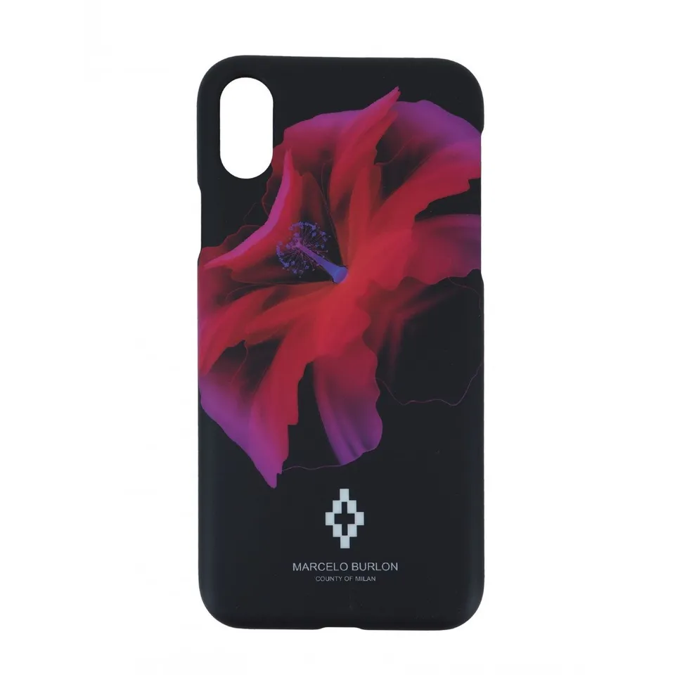 Marcelo Burlon County of Milan Red Flowers cover iPhone X/XS rigida