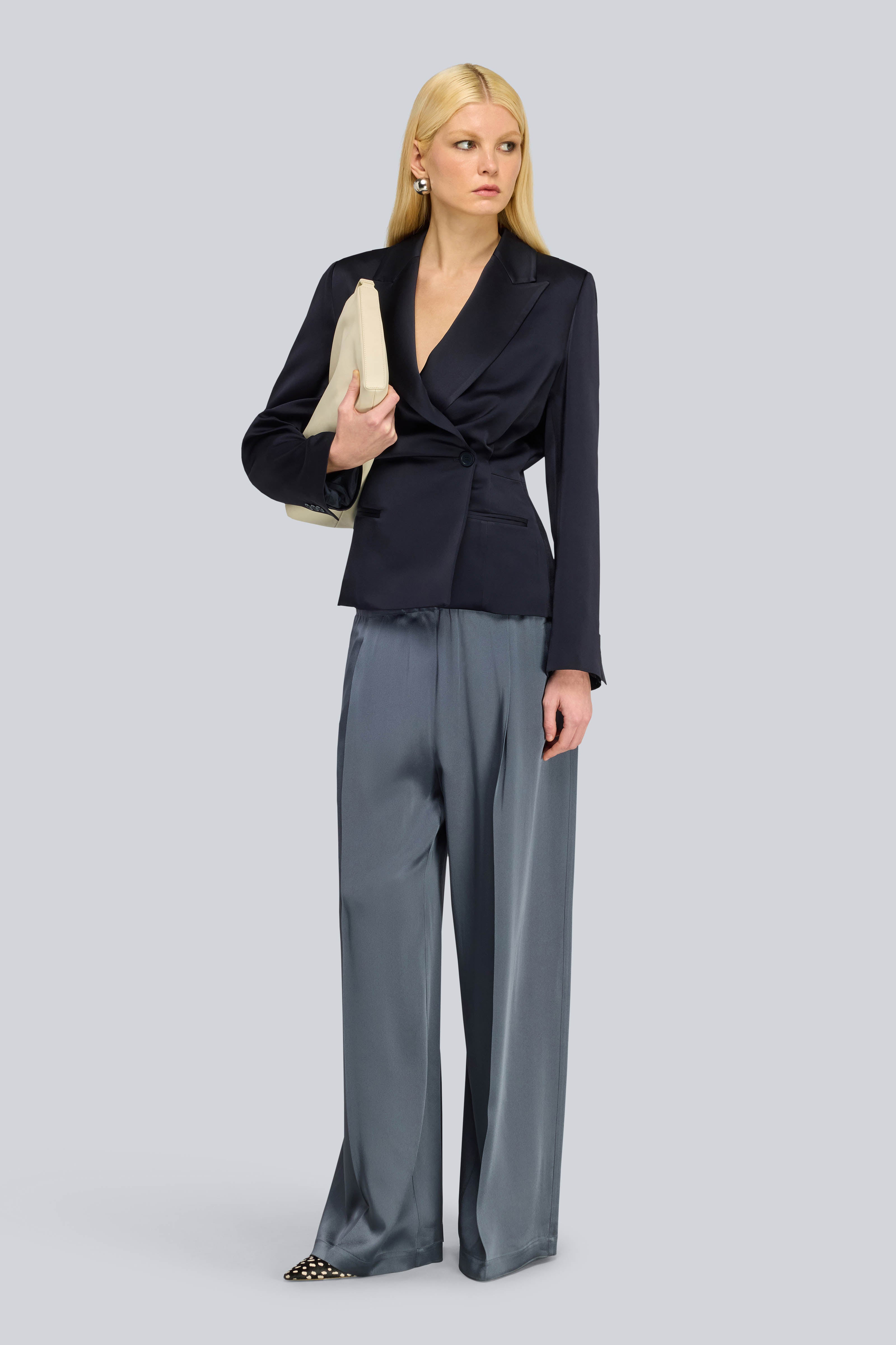 Semicouture Jhonny S6WM31 pantalone palazzo blu notte
