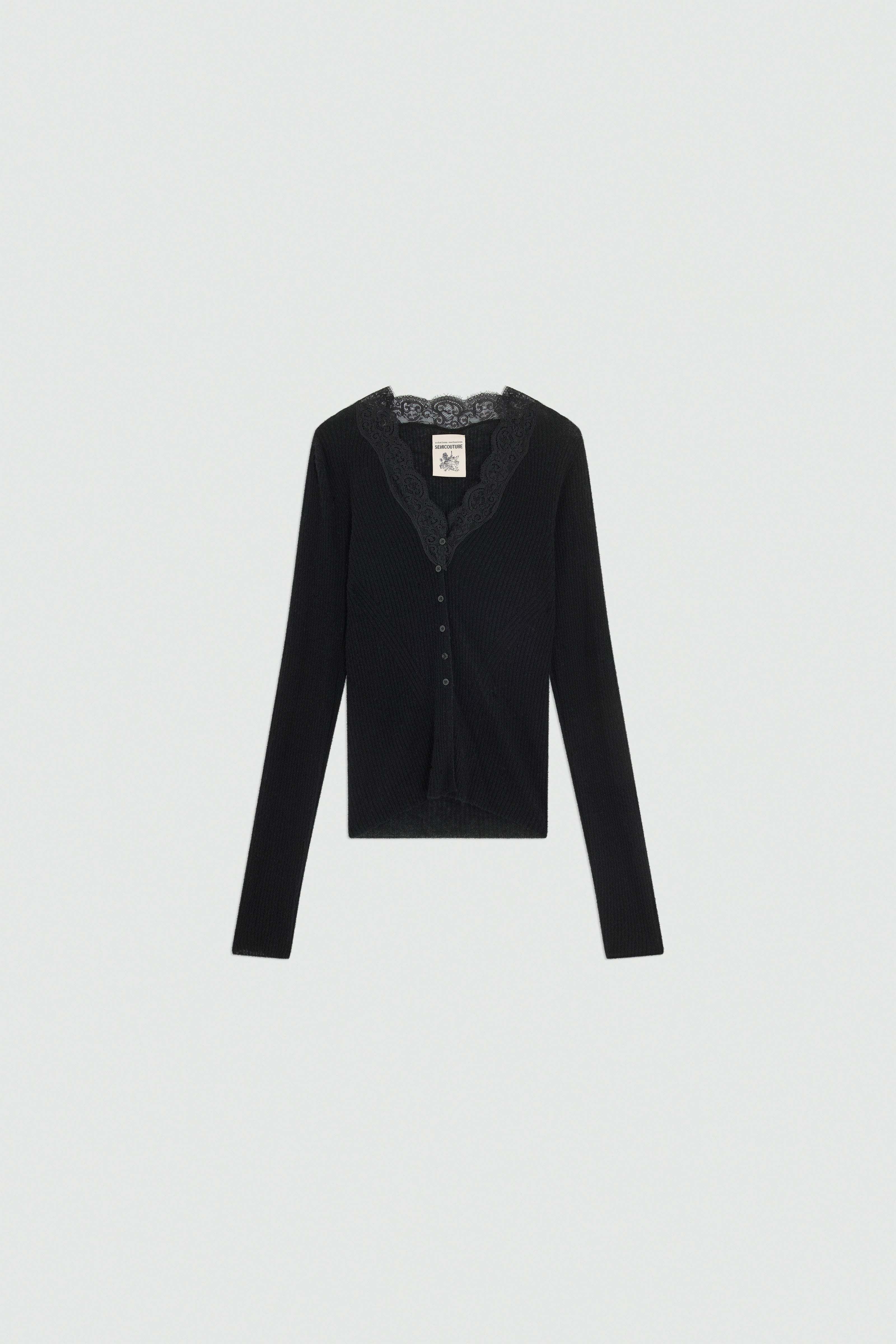 Semicouture Almira cardigan lana nero ultralight
