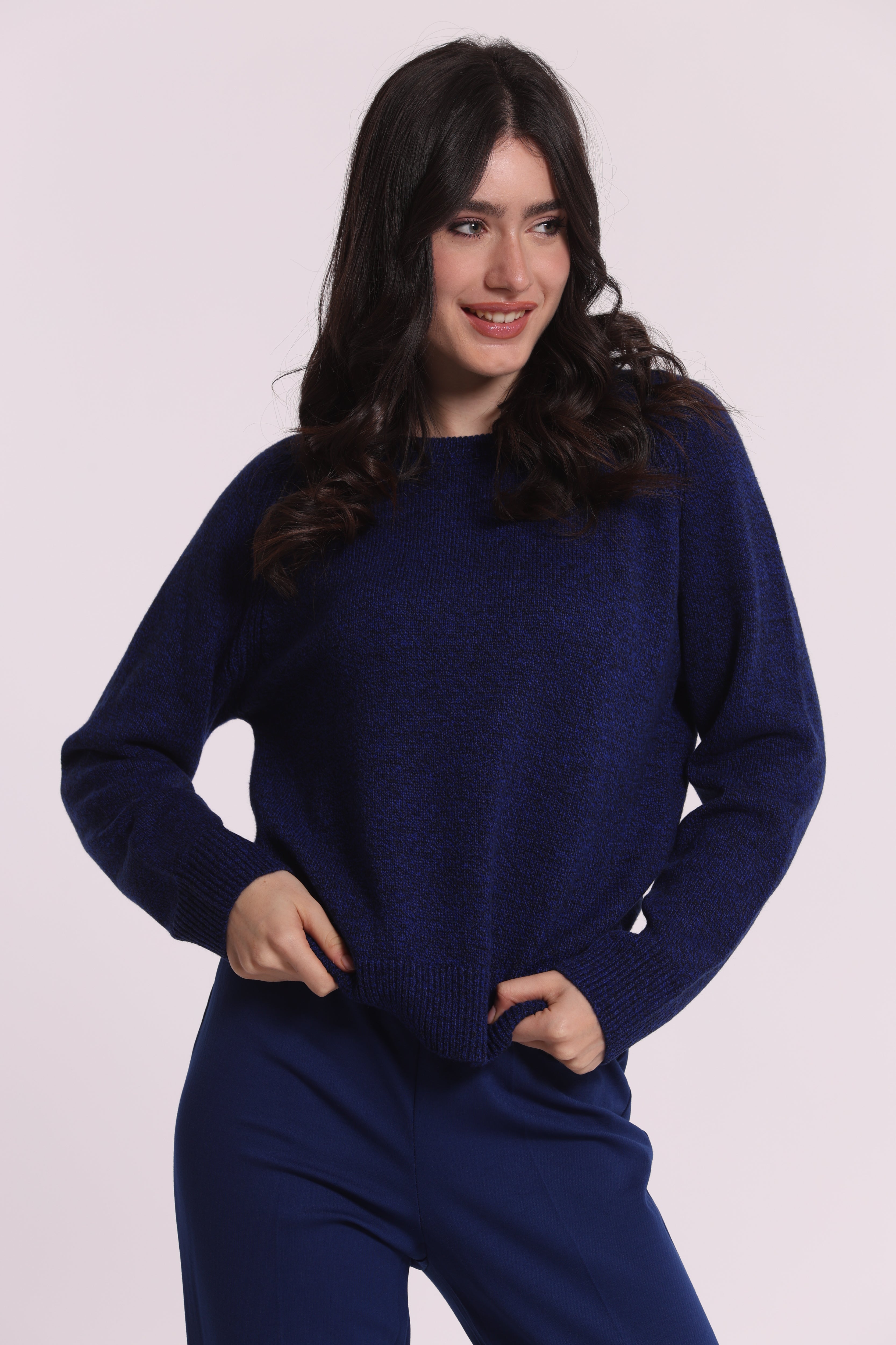 Mimi Mua Maglia Melange Collo Removibile blu