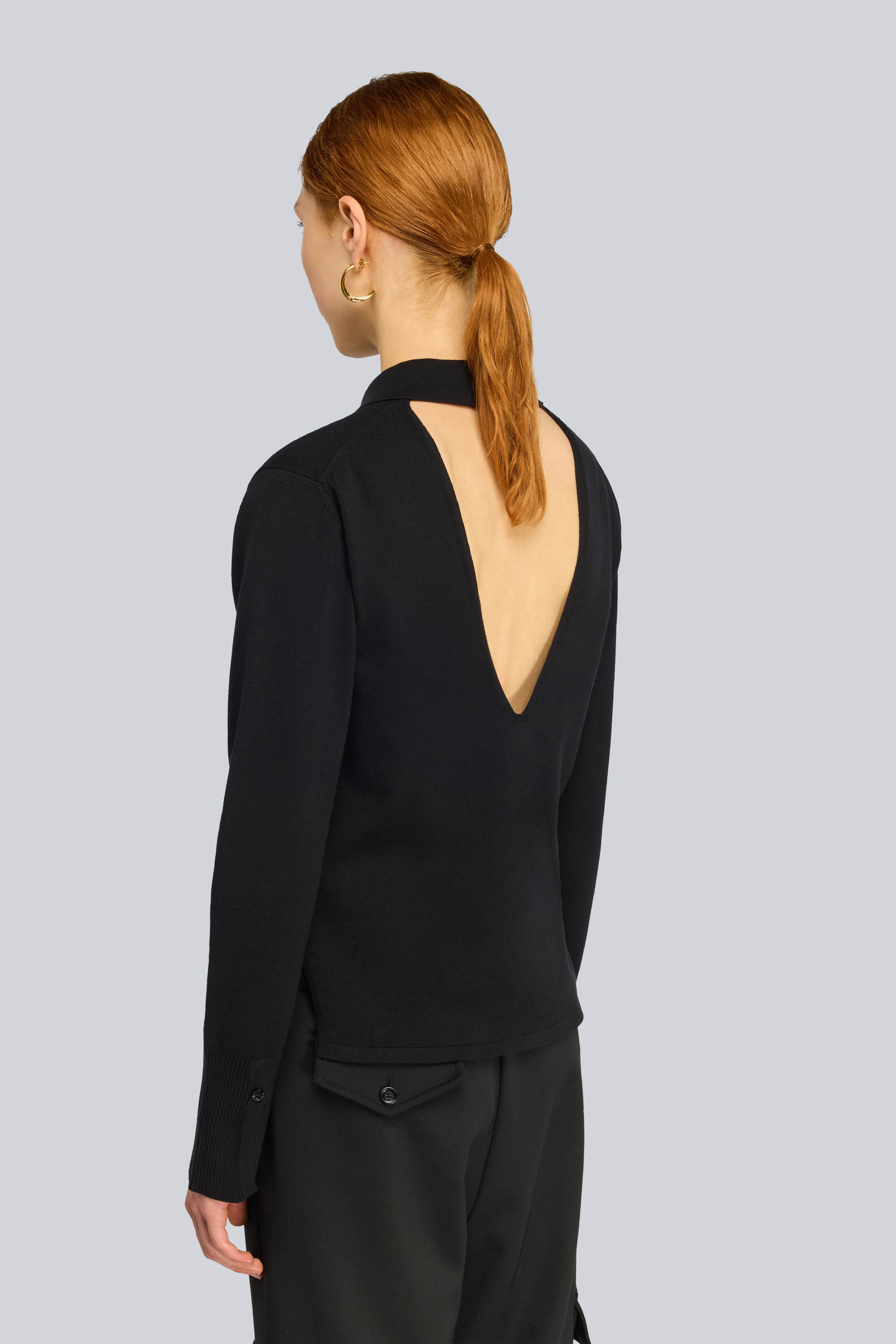 Semicouture Lalla polo nero viscosa con zip