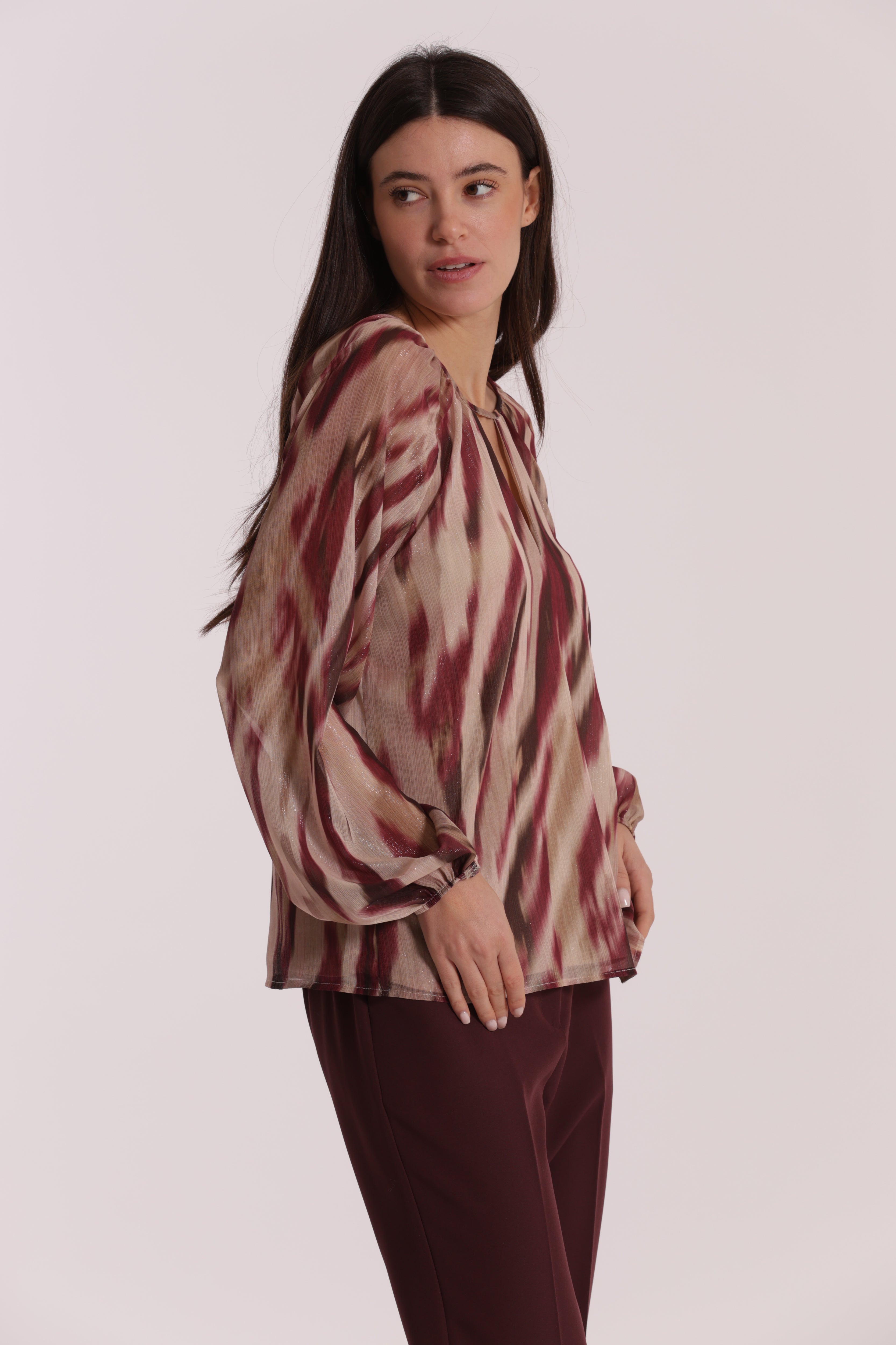 Mimi Mua blusa scollo tondo paradisea mosto