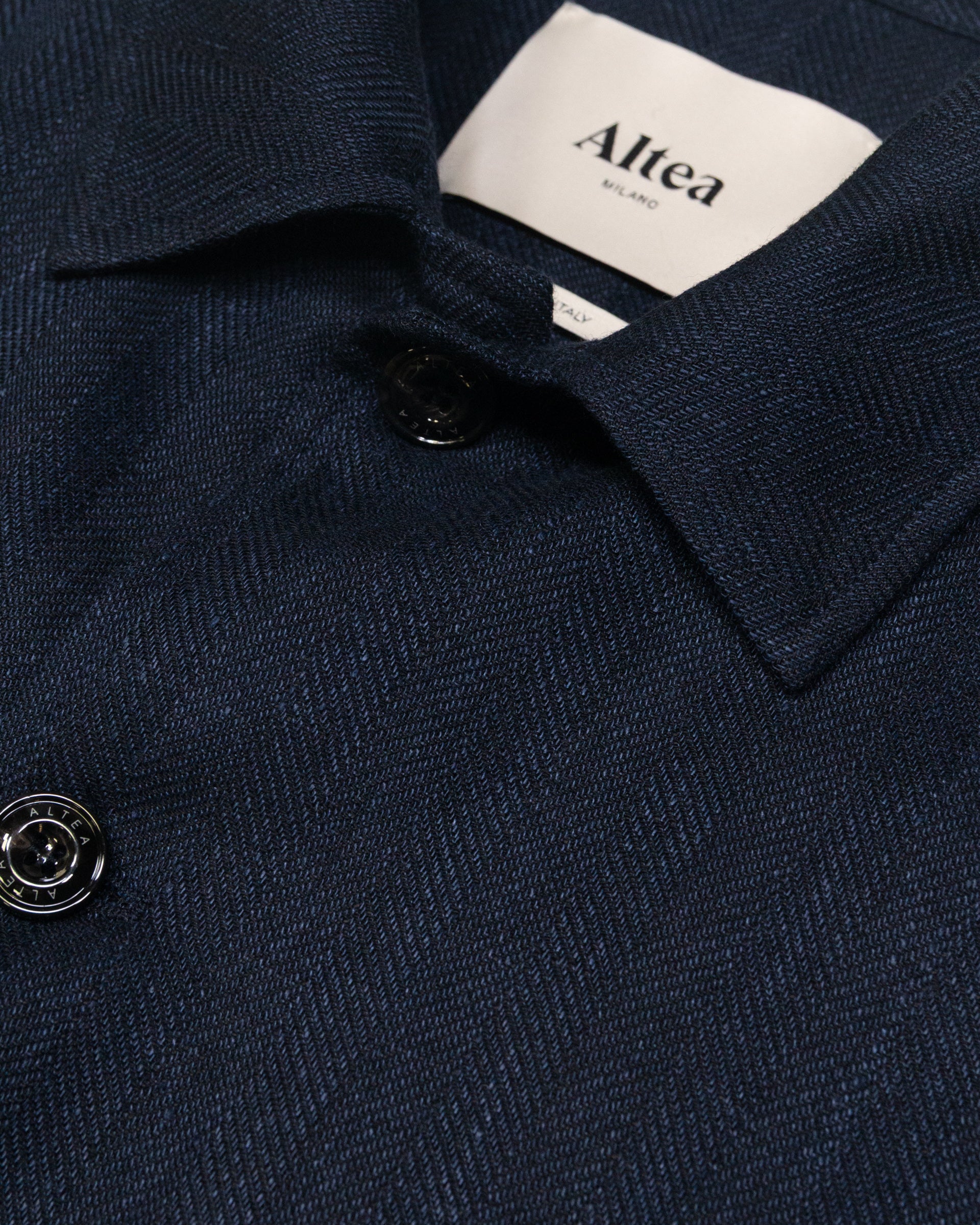 Altea Cameron work jacket lino lana navy spina di pesce