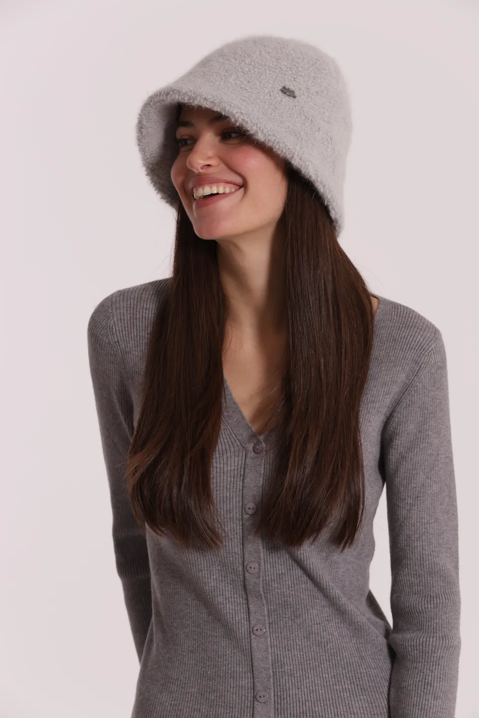 Mimi Mua Cloche Teddy cappello nero caldo