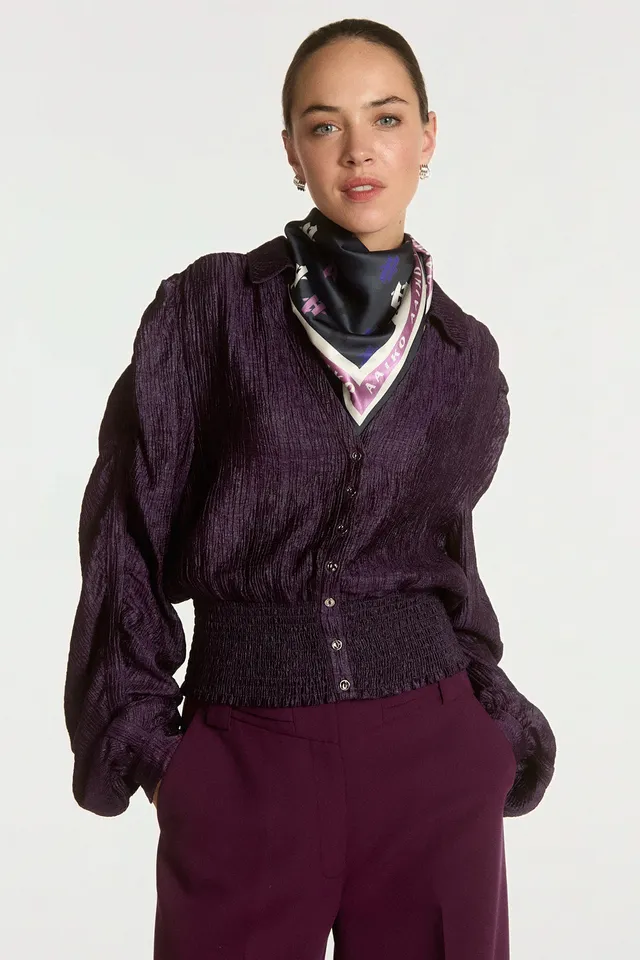 Aaiko Myra camicia prugna bottoni effetto shimmer