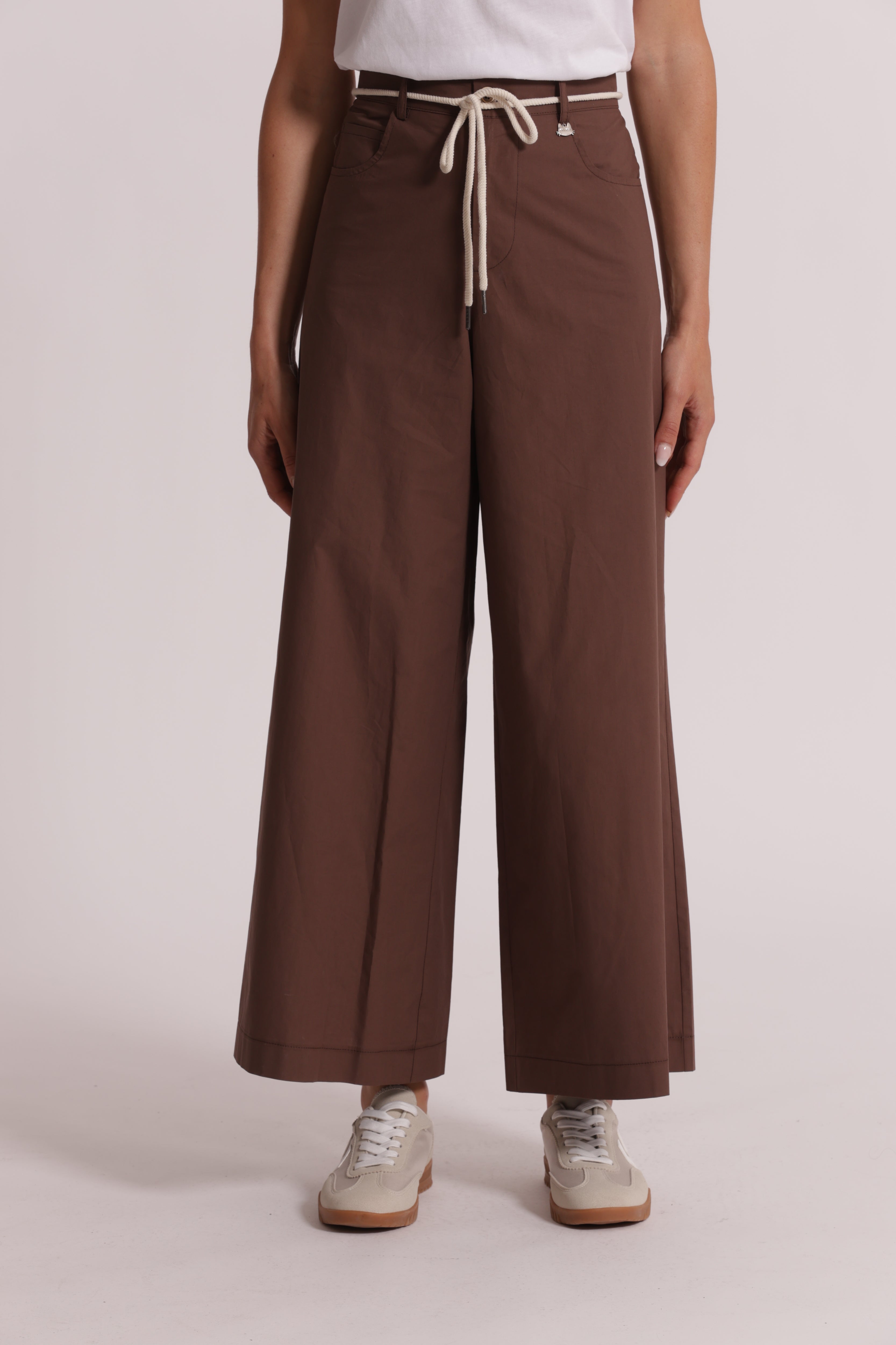 Mimi Mua Pantaloni Cordino Vita 100% Cotone Beige