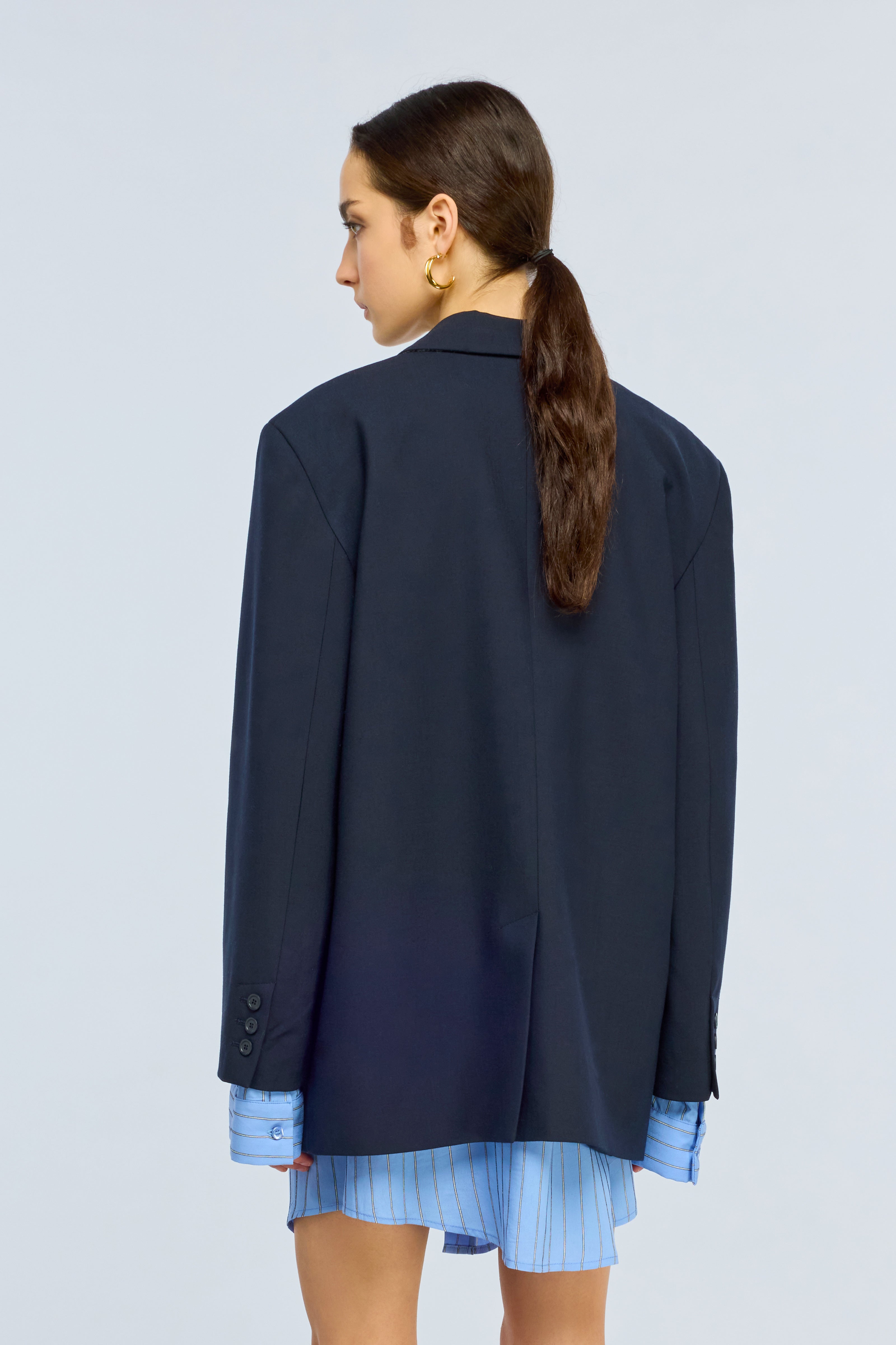 Semicouture Deana giacca fresco lana blu rever regular