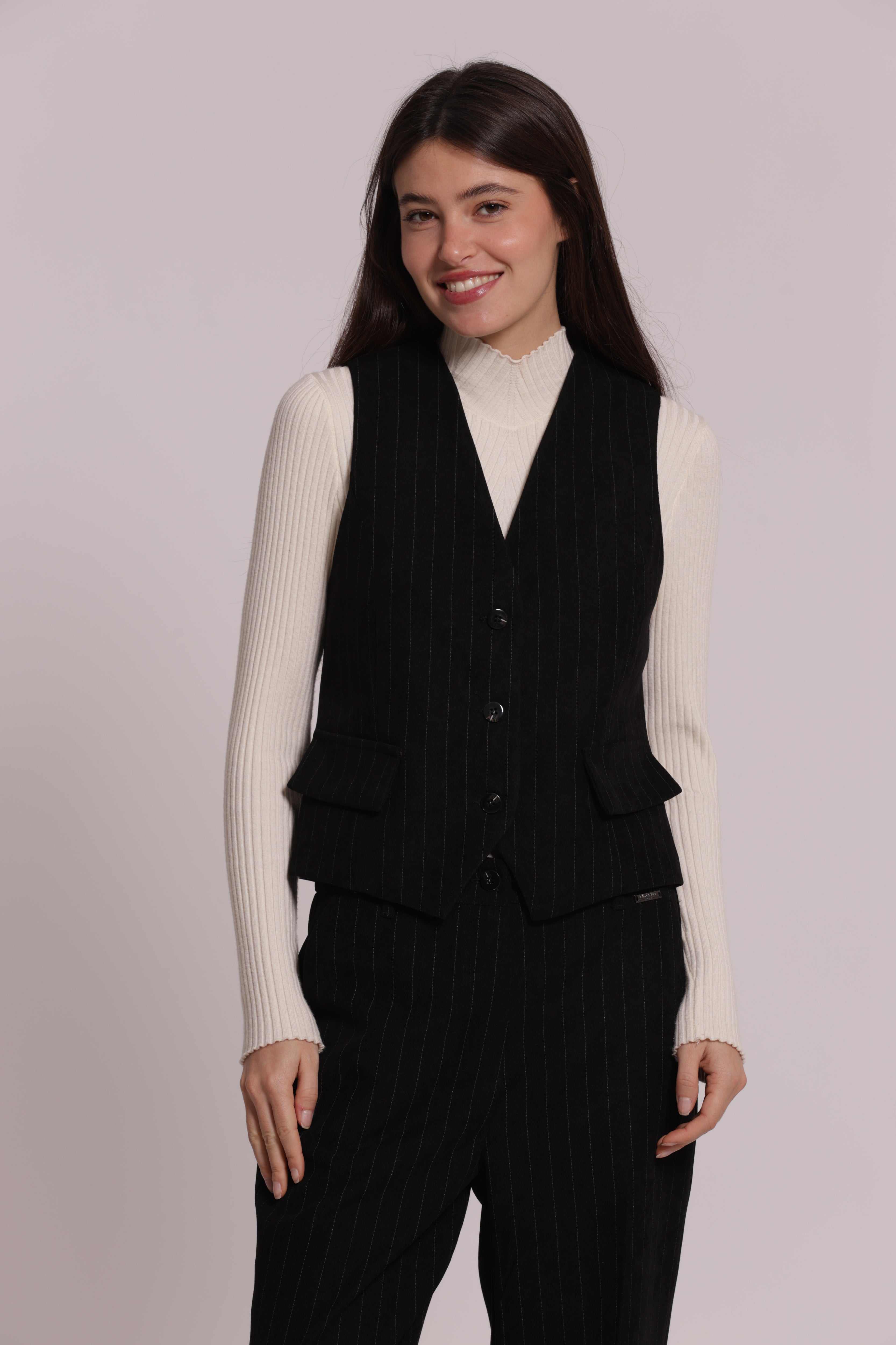 Mimi Mua Gilet Gessato moro sartoriale
