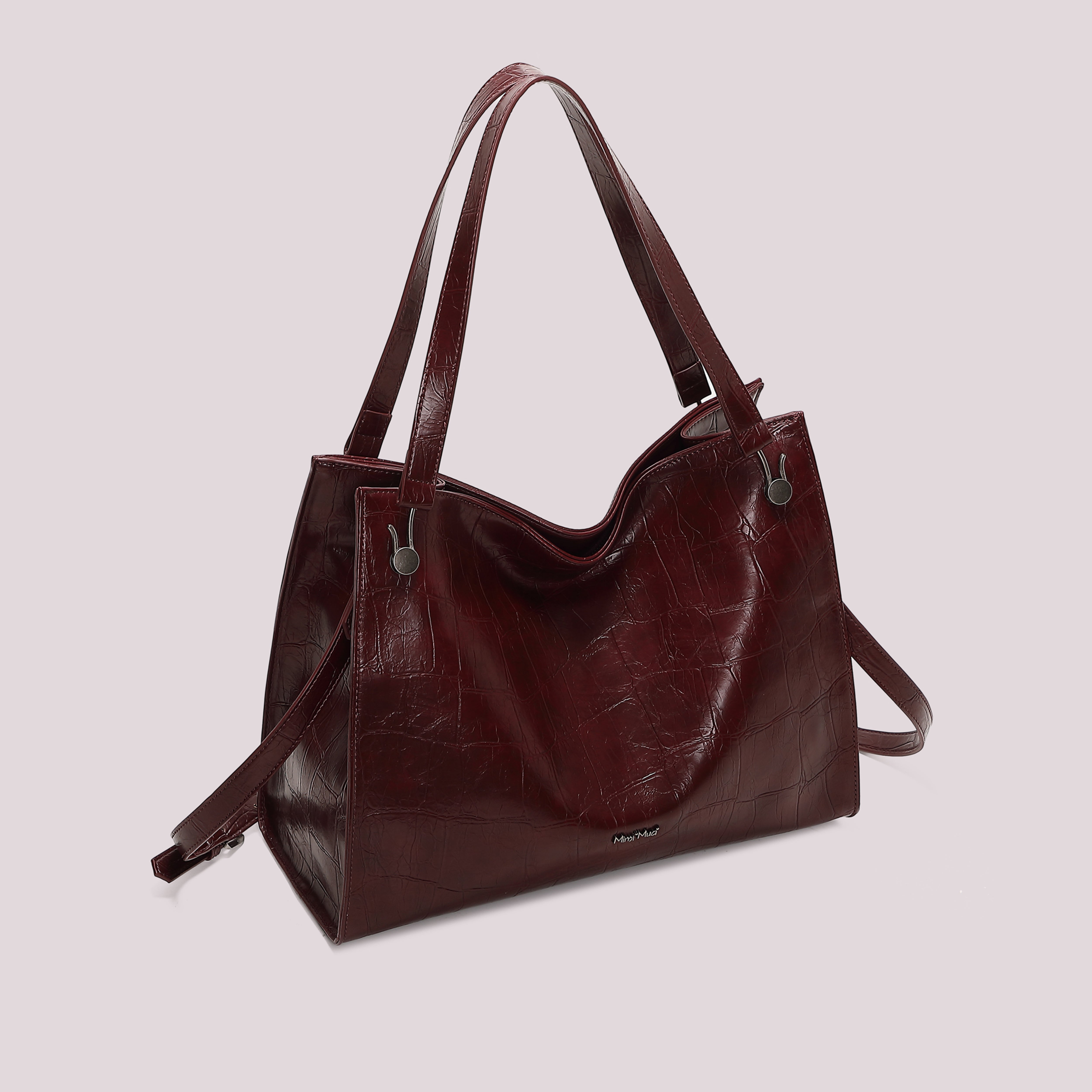 Mimi Mua Borsa Shopping Effetto Cocco Nero 36 cm