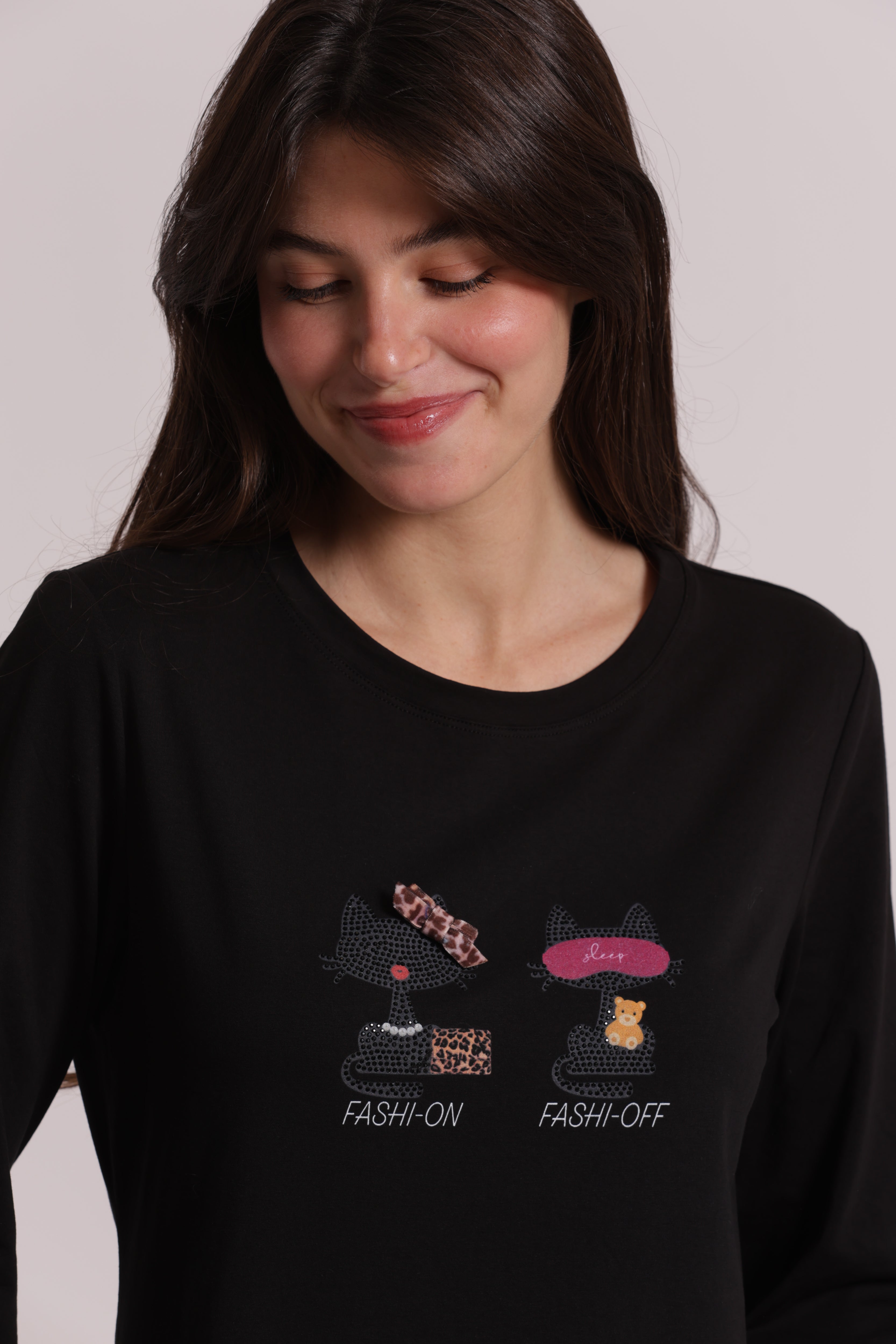 Mimi Mua Fashi-On Fashi-Off T-Shirt Maniche Lunghe