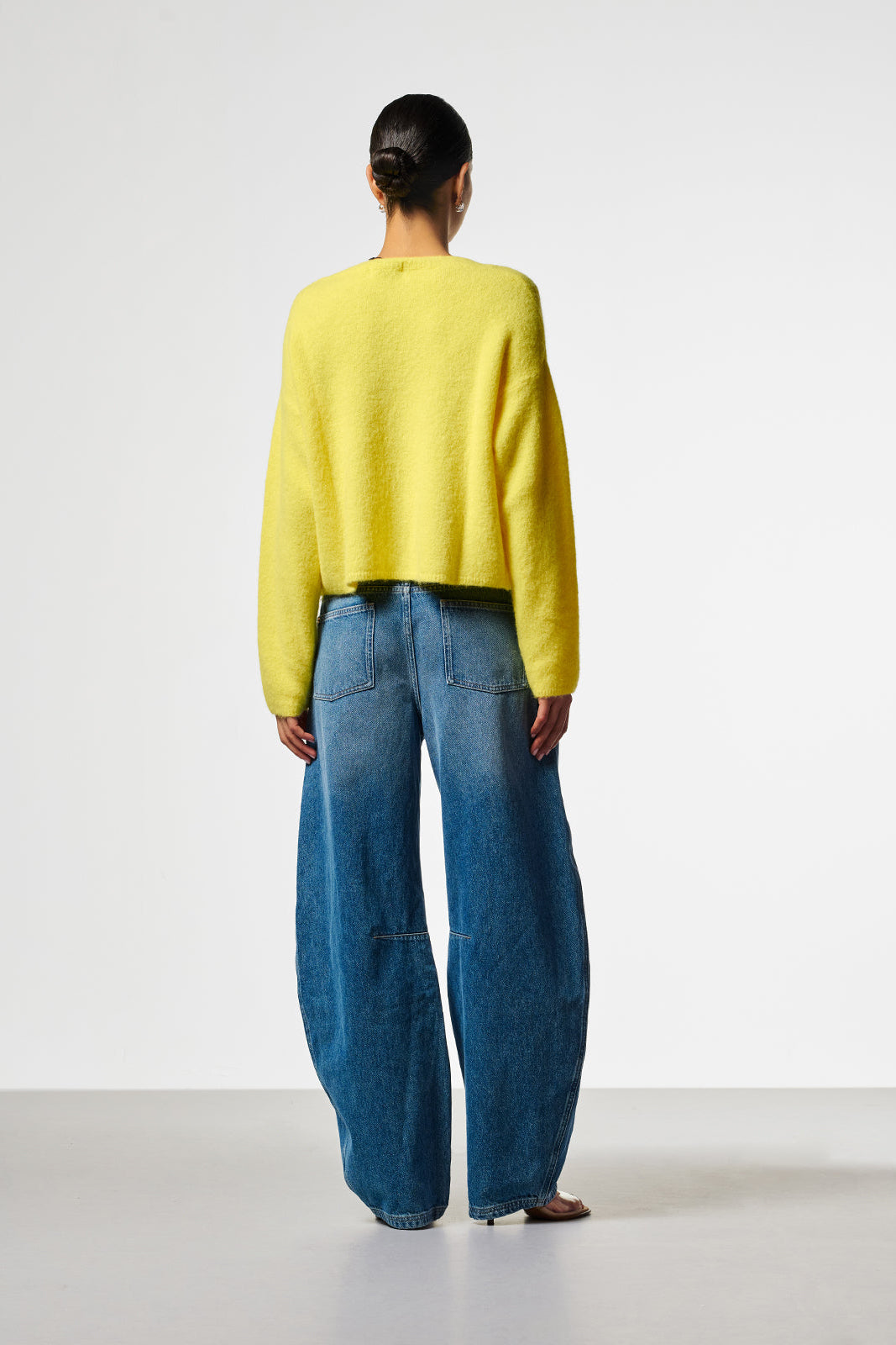 Aaiko Sacha jeans barrel blu denim vita alta