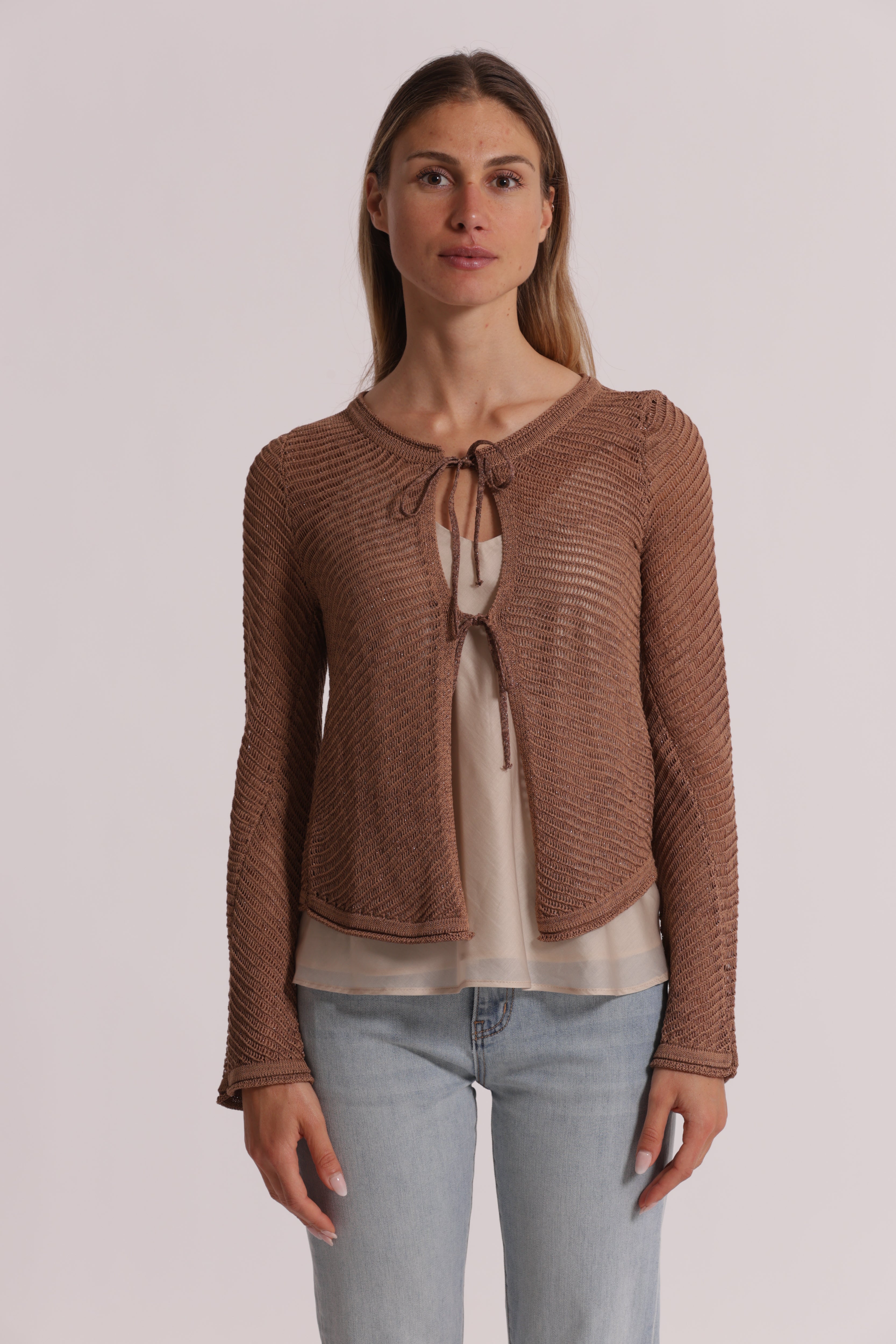 Mimi Mua Fiocchi cardigan maglia nero viscosa