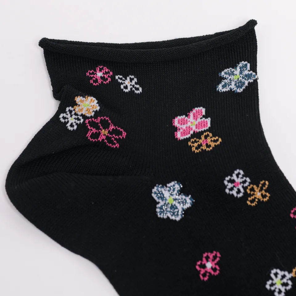 Mimi Mua Fiori calzini neri cotone