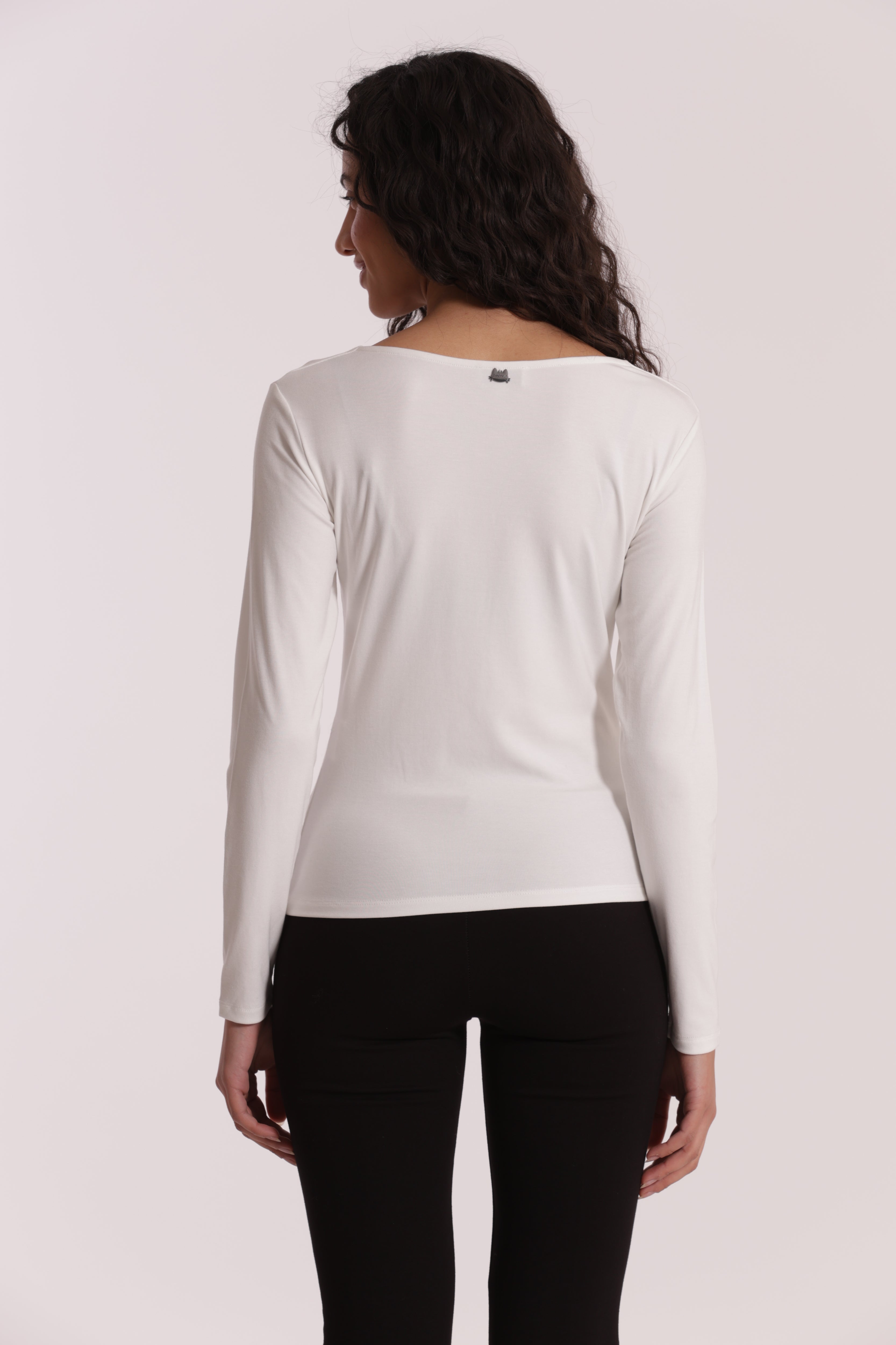 Mimi Mua Scollo V t-shirt nero cotone accessorio
