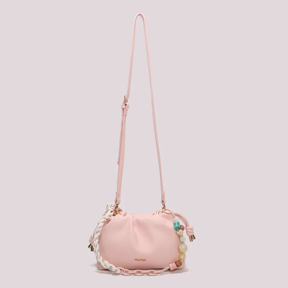 Mimi Mua Tracolla con Foulard borsa a tracolla ecopelle panna
